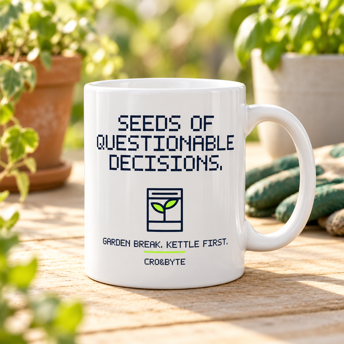 Seeds Of Questionable Decisions — Mug — White individual lifestyle photo