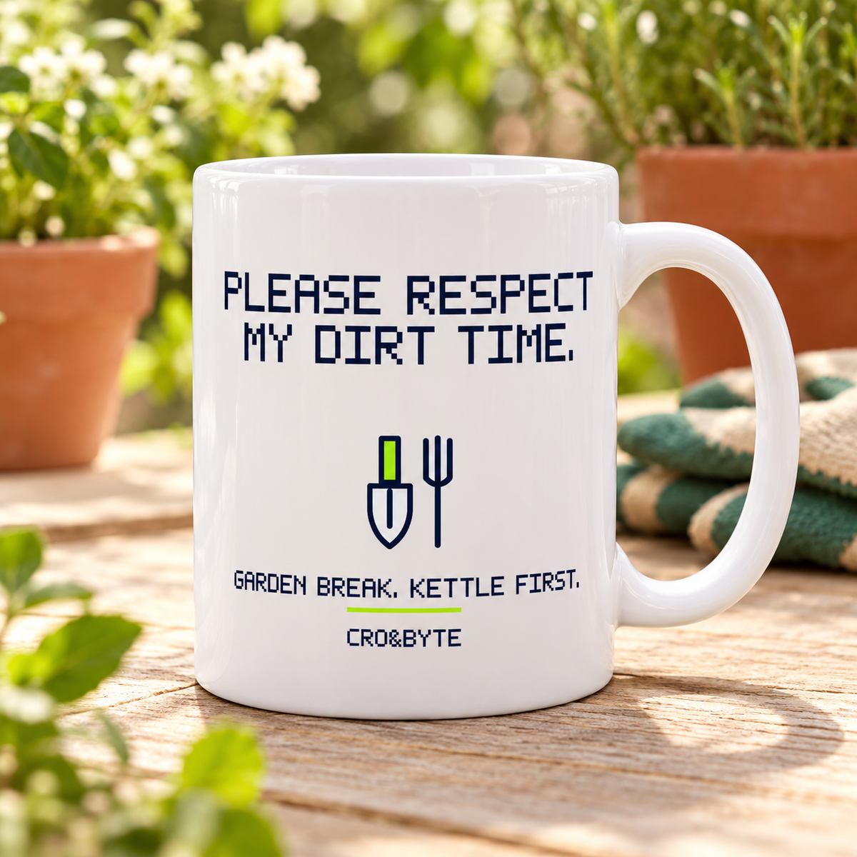 Respect My Dirt Time — Mug — White individual lifestyle photo
