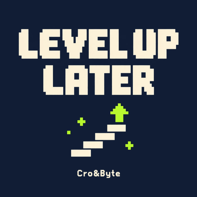 Level Up Later — Navy corrected artwork preview for notebook