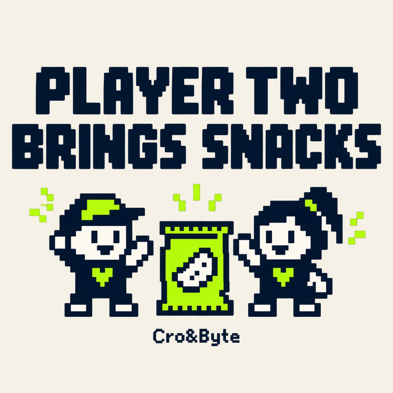 Player Two Brings Snacks — Cream corrected artwork preview for tote