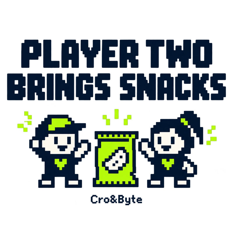 Player Two Brings Snacks — White corrected artwork preview for mug