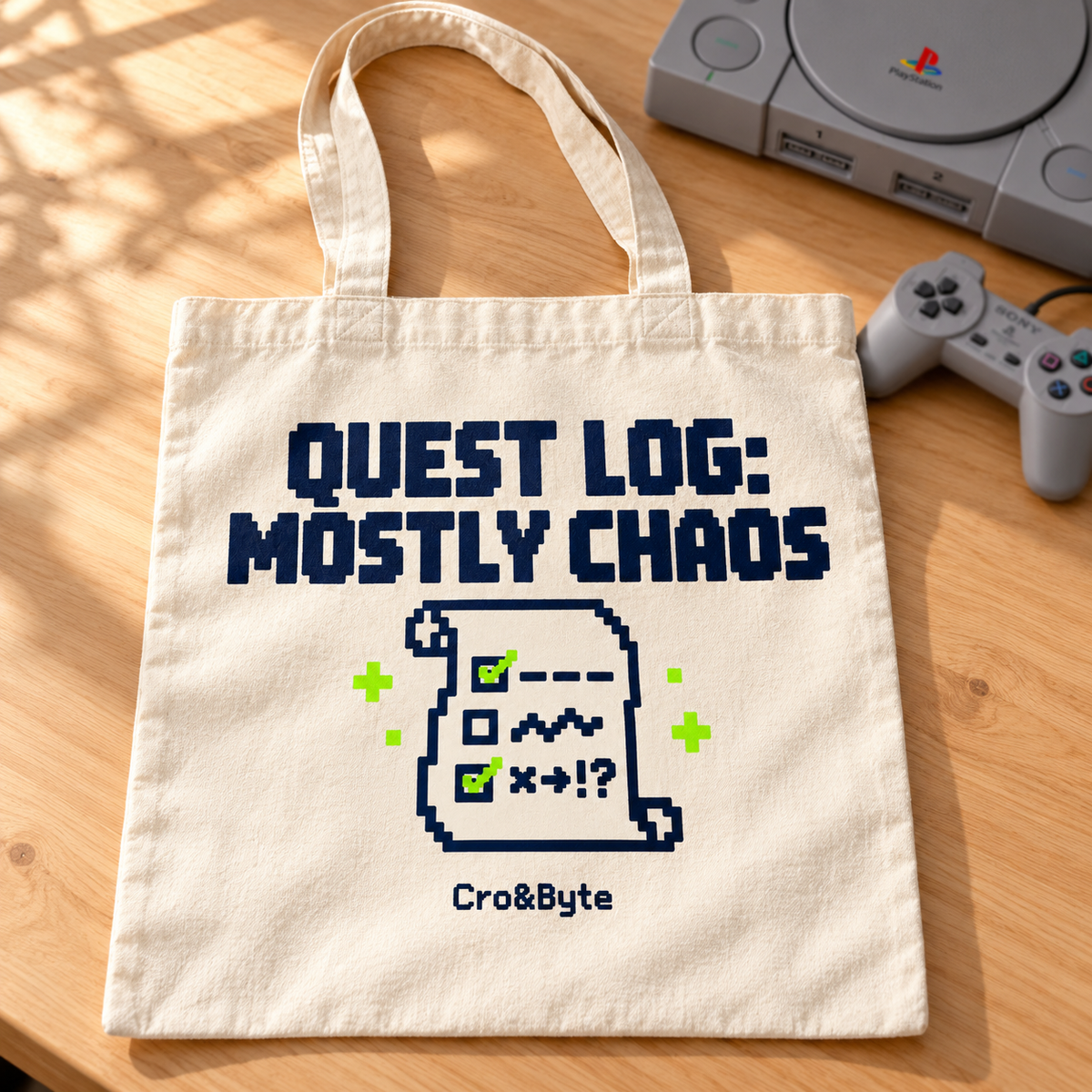 quest log chaos tote — Cream lifestyle photo