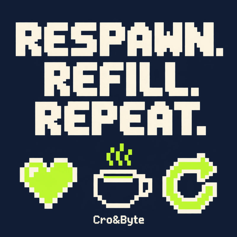 Respawn Refill Repeat — Navy corrected artwork preview for notebook
