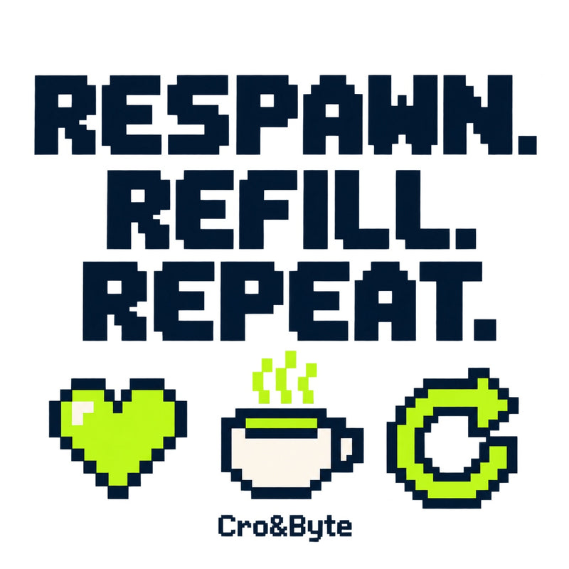 Respawn Refill Repeat — White corrected artwork preview for mug