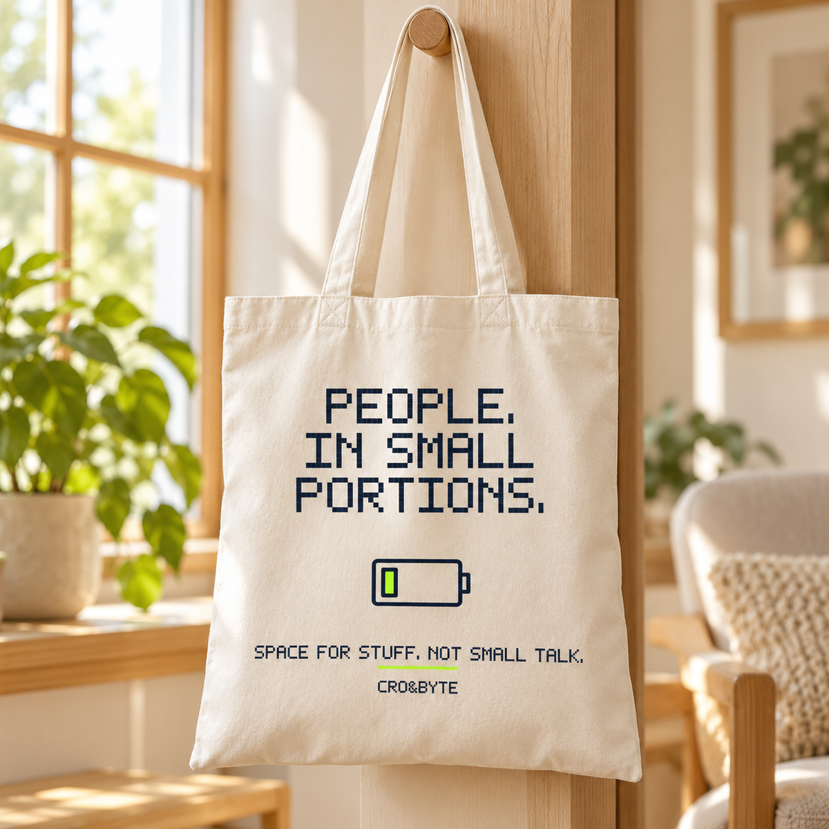 People In Small Portions — Tote Bag — Cream individual lifestyle photo