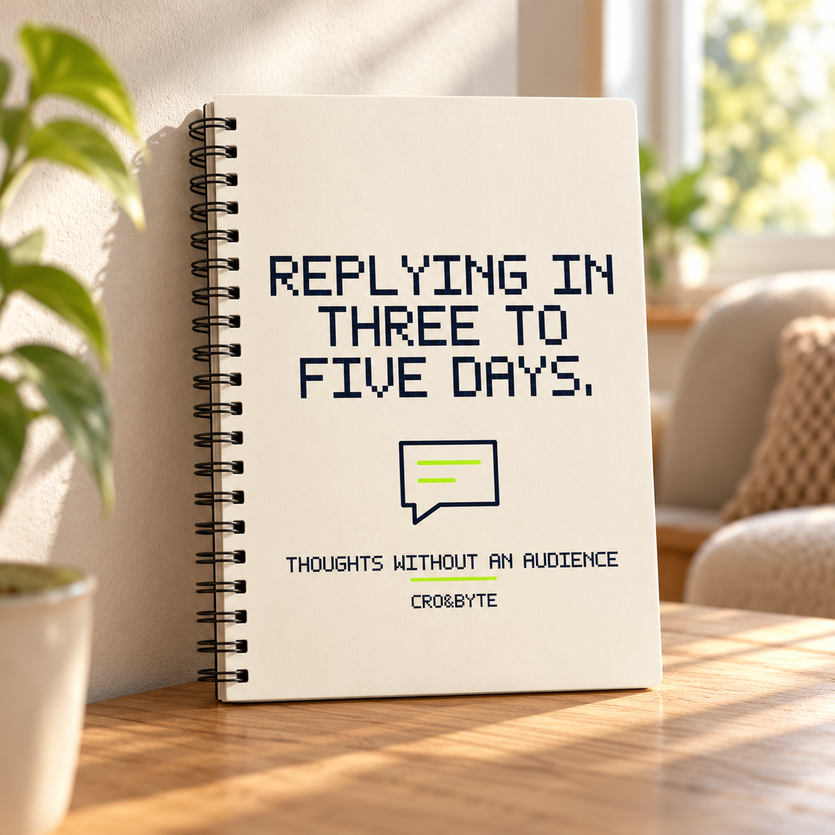Replying In Three To Five Days — Notebook — Cream individual lifestyle photo