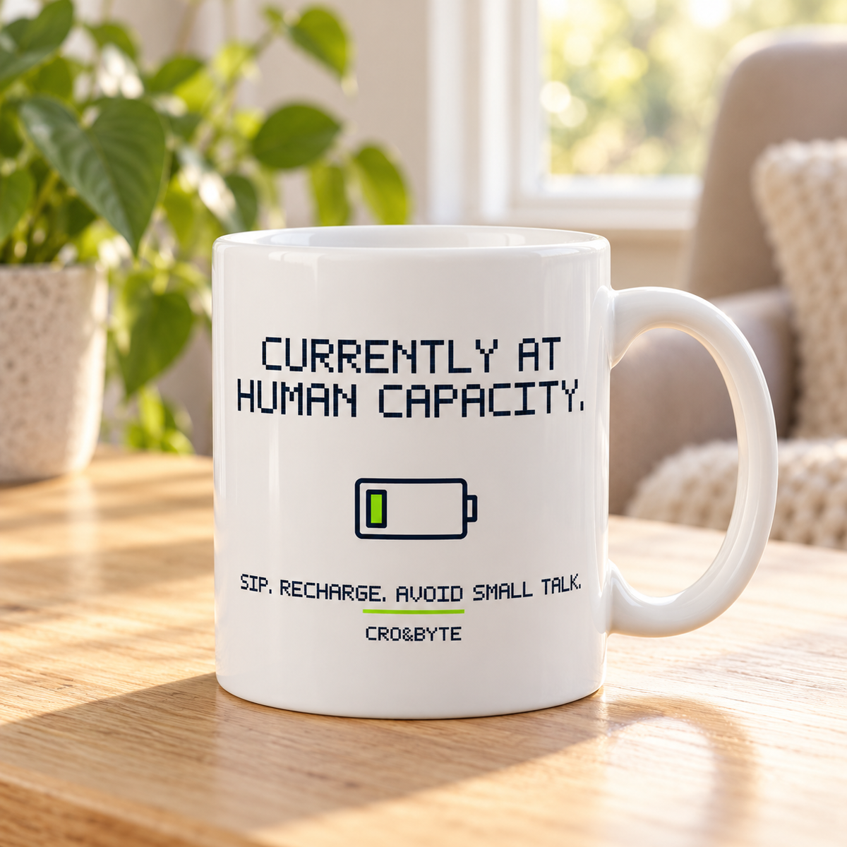 Currently At Human Capacity — Mug — White individual lifestyle photo