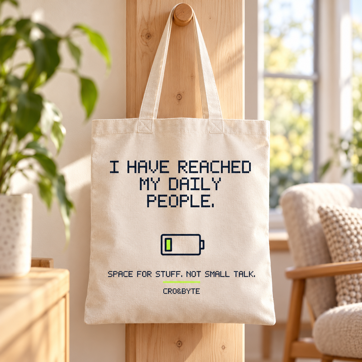 Reached My Daily People — Tote Bag — Cream individual lifestyle photo