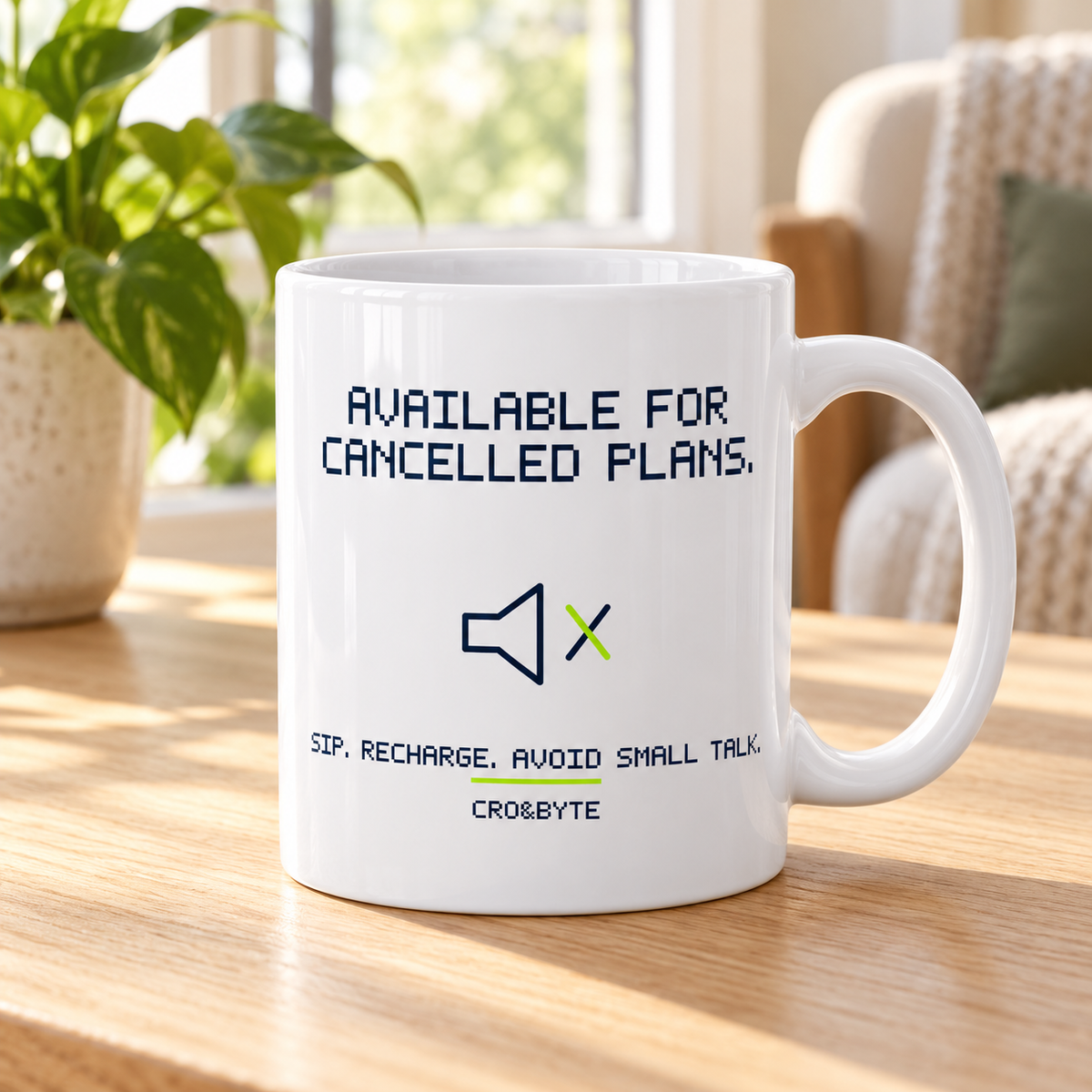 Available For Cancelled Plans — Mug — White individual lifestyle photo