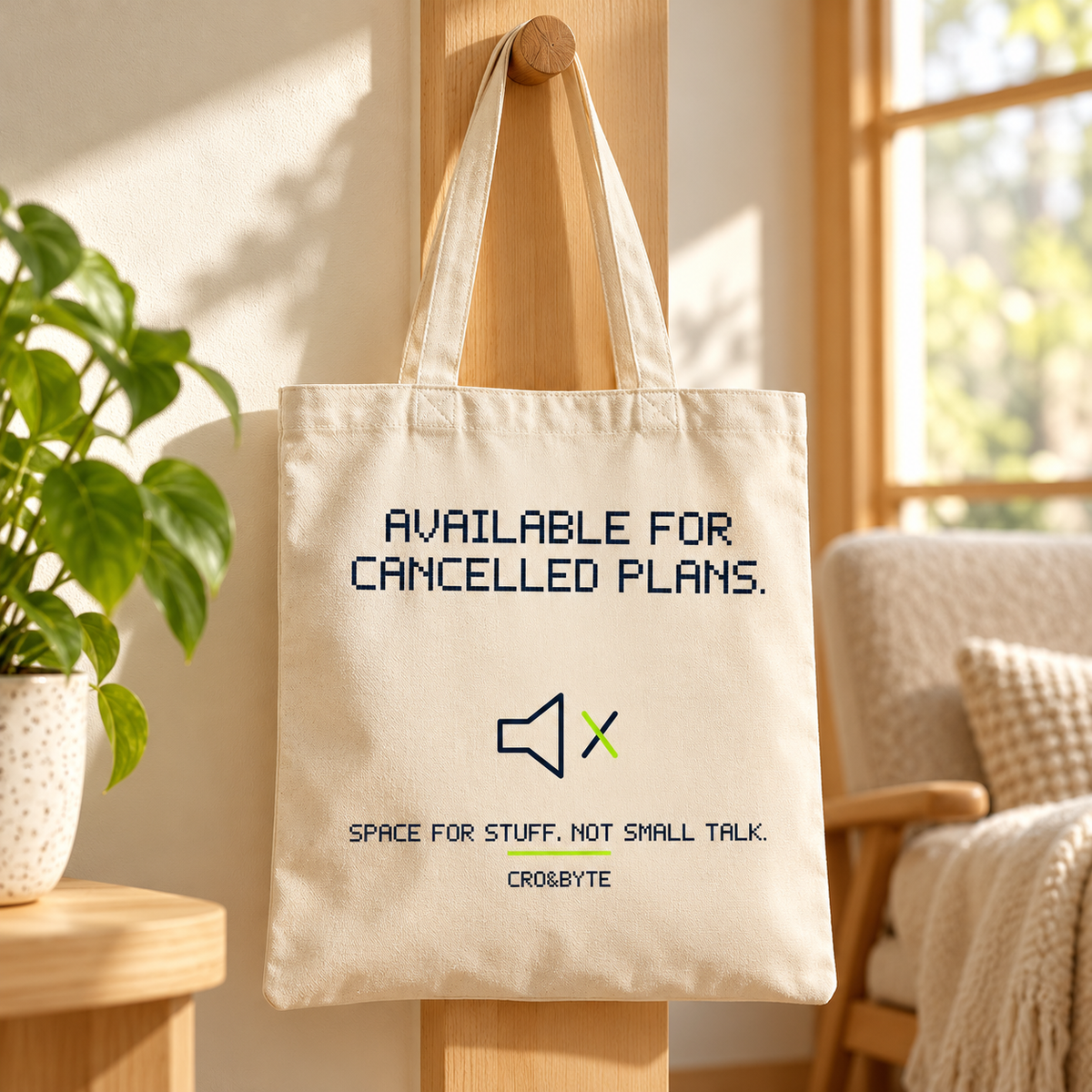Available For Cancelled Plans — Tote Bag — Cream individual lifestyle photo