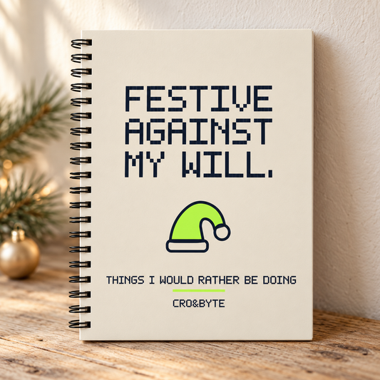 Festive Against My Will — Notebook — Cream individual lifestyle product image