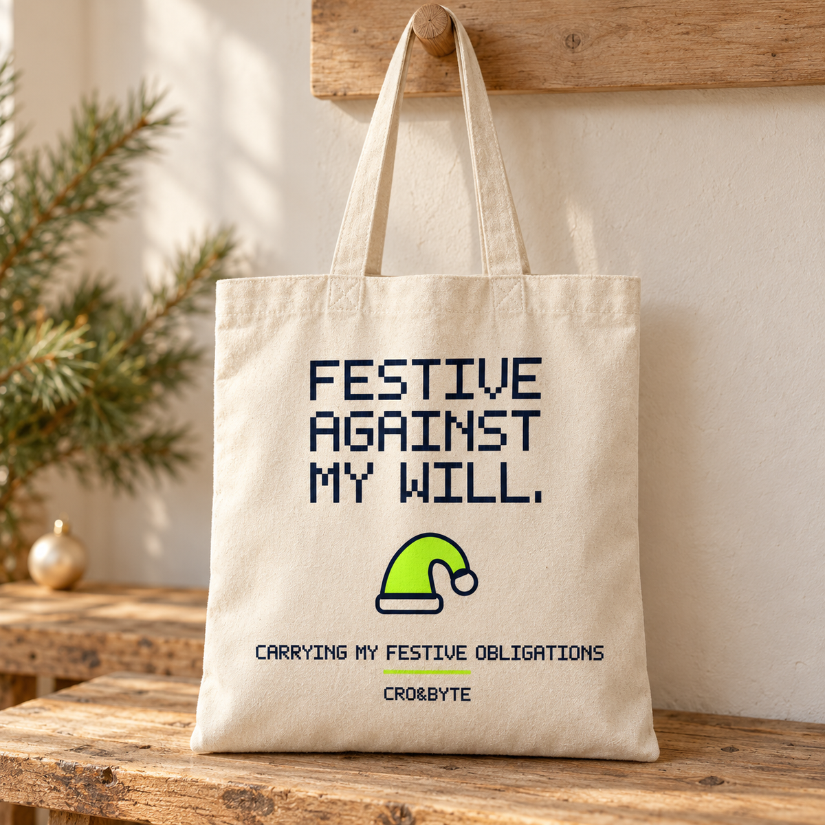 Festive Against My Will — Tote Bag — Cream individual lifestyle product image