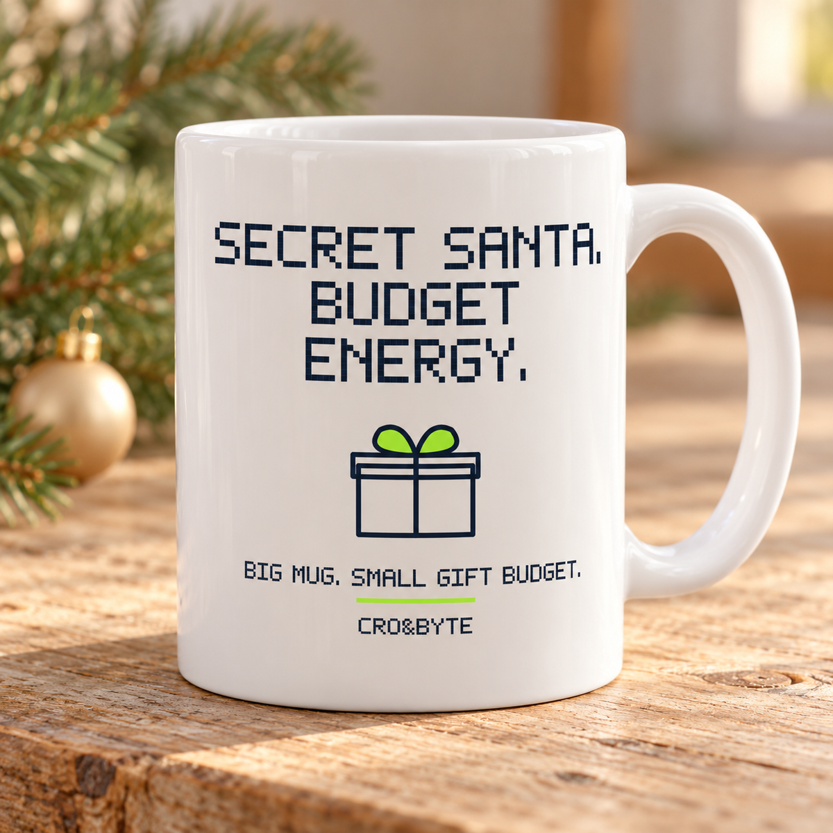 Secret Santa Budget Energy — Mug — White individual lifestyle product image