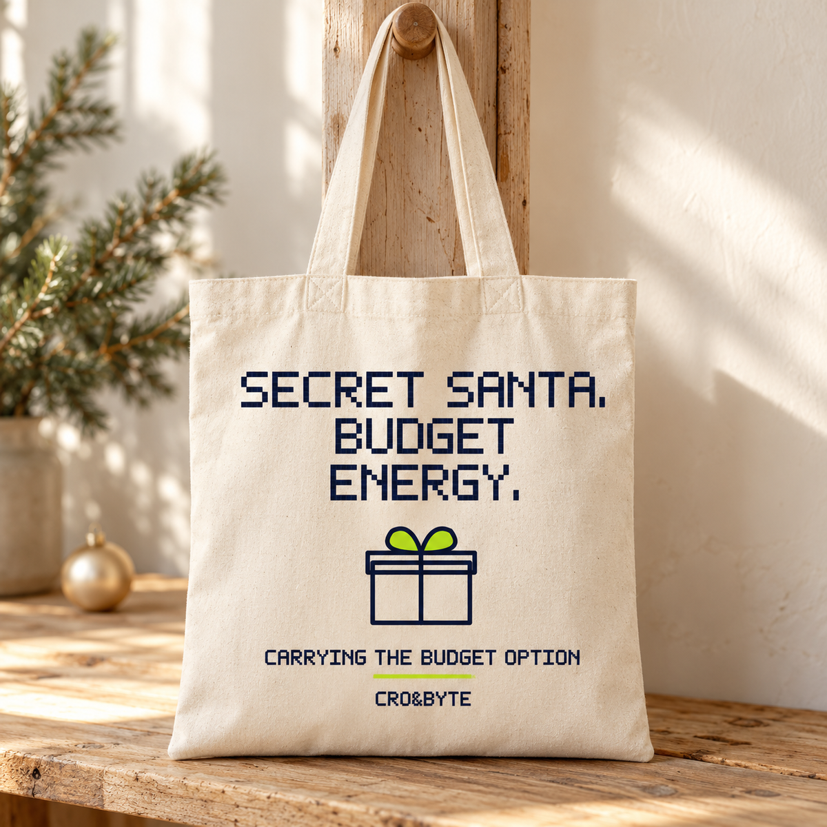 Secret Santa Budget Energy — Tote Bag — Cream individual lifestyle product image
