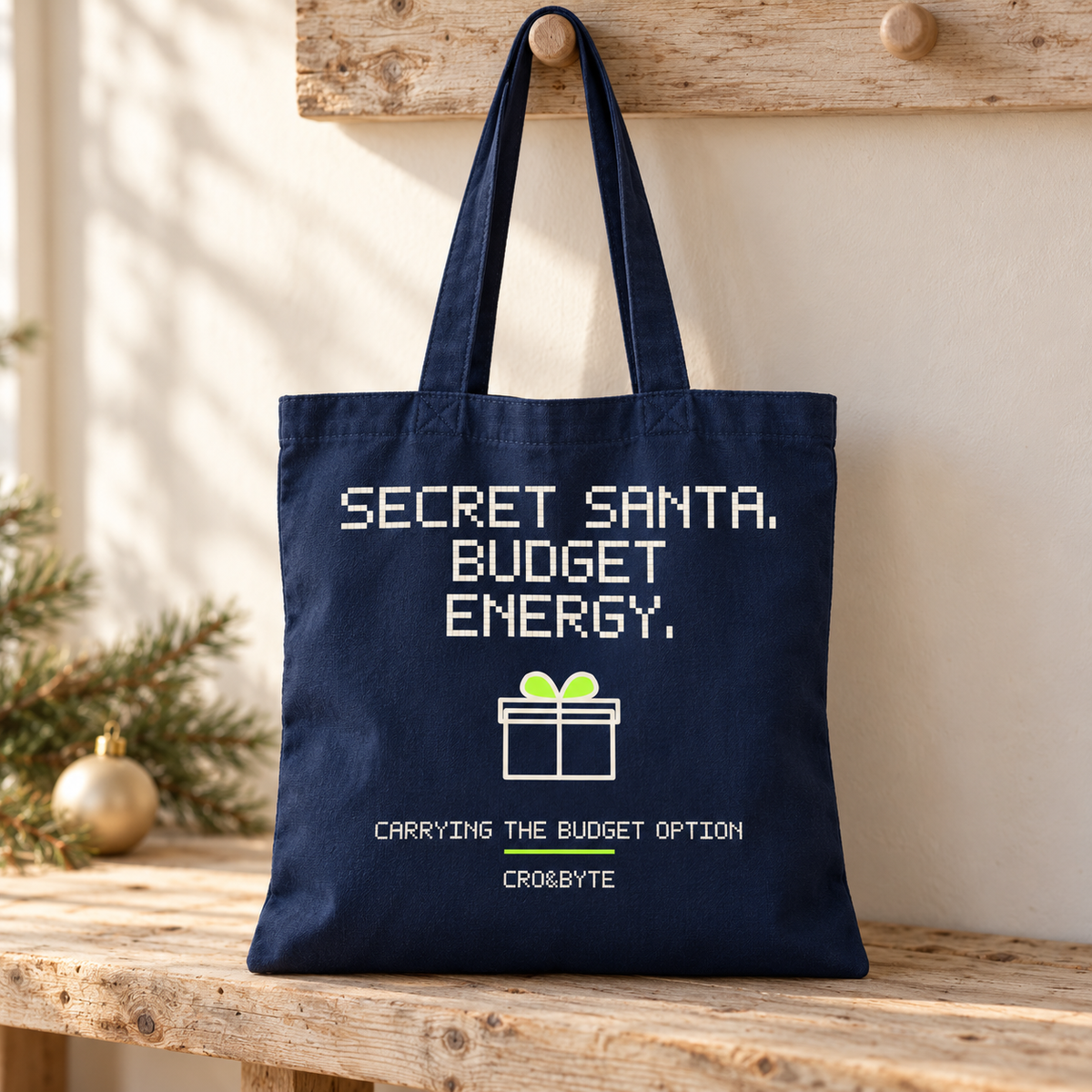 Secret Santa Budget Energy — Tote Bag — Navy individual lifestyle product image