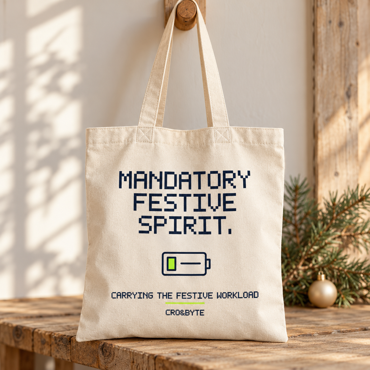 Mandatory Festive Spirit — Tote Bag — Cream individual lifestyle product image