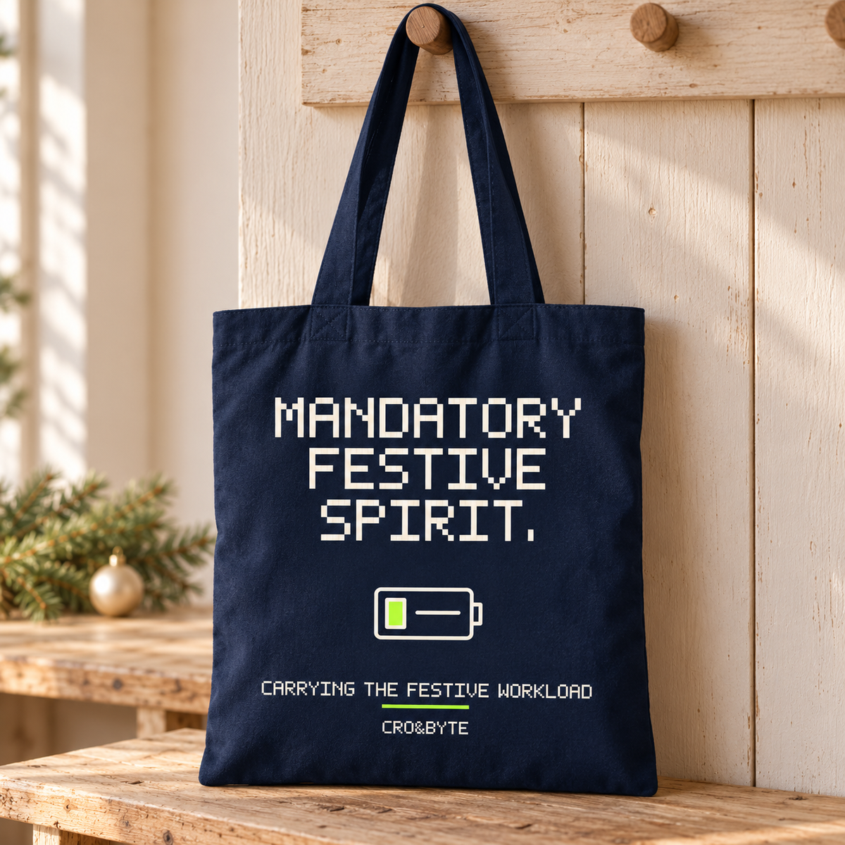 Mandatory Festive Spirit — Tote Bag — Navy individual lifestyle product image