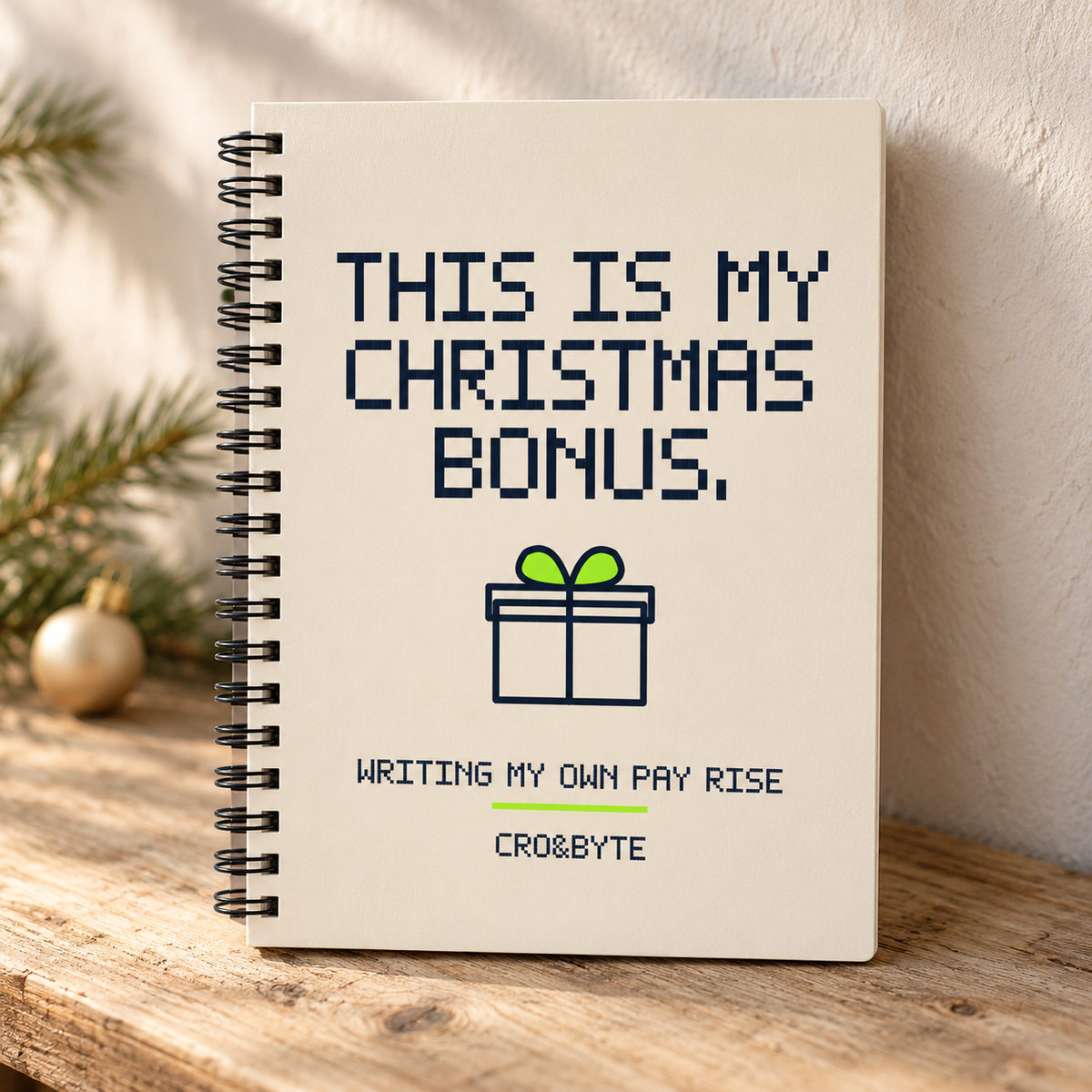 This Is My Christmas Bonus — Notebook — Cream individual lifestyle product image