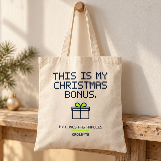 This Is My Christmas Bonus — Tote Bag — Cream individual lifestyle product image