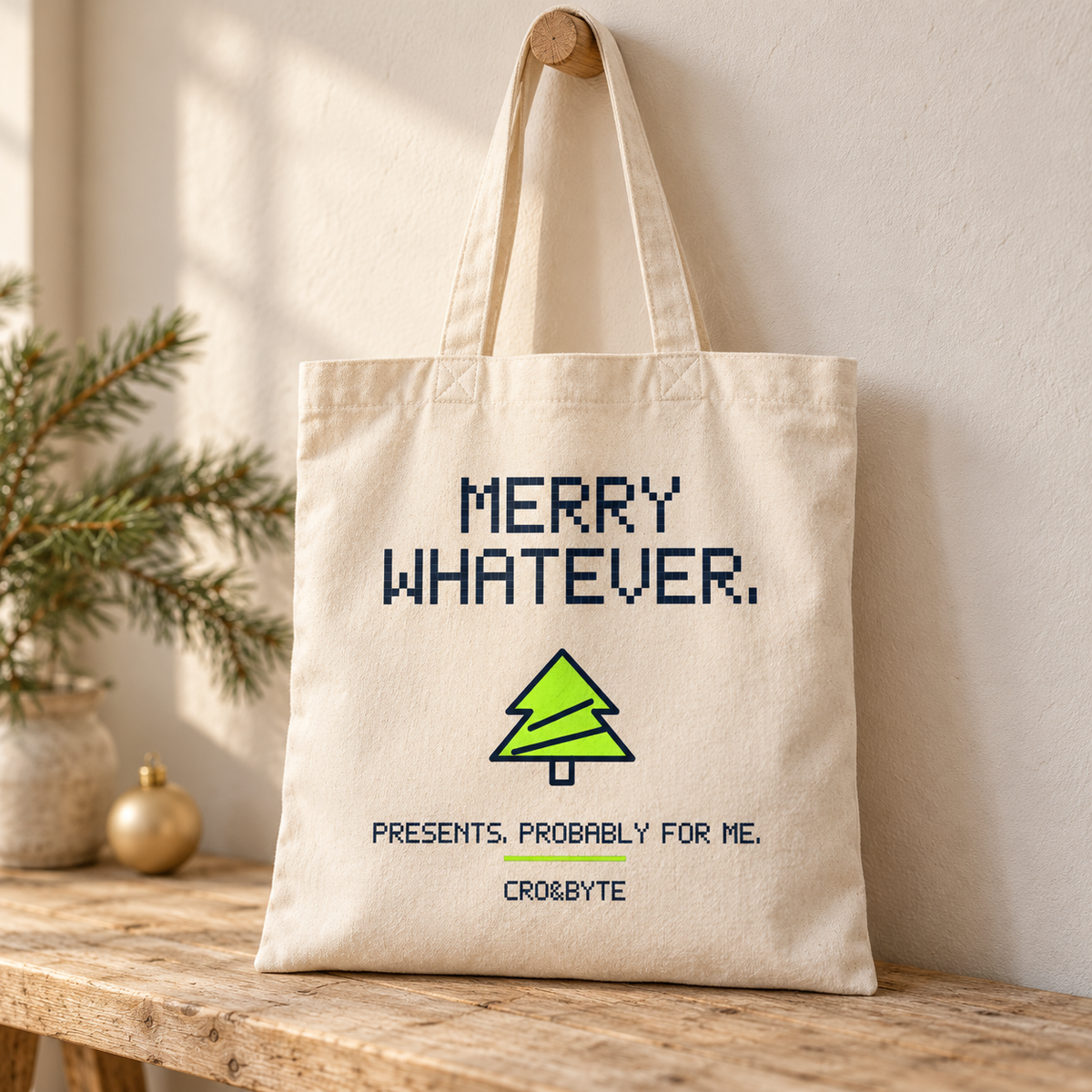Merry Whatever — Tote Bag — Cream individual lifestyle product image