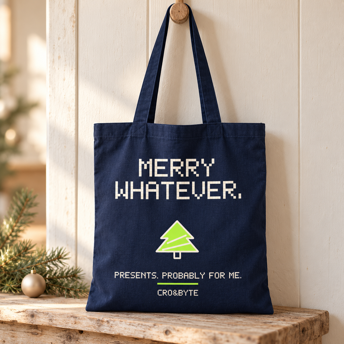 Merry Whatever — Tote Bag — Navy individual lifestyle product image