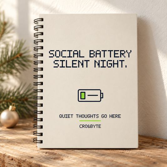 Social Battery On Silent Night — Notebook — Cream individual lifestyle product image