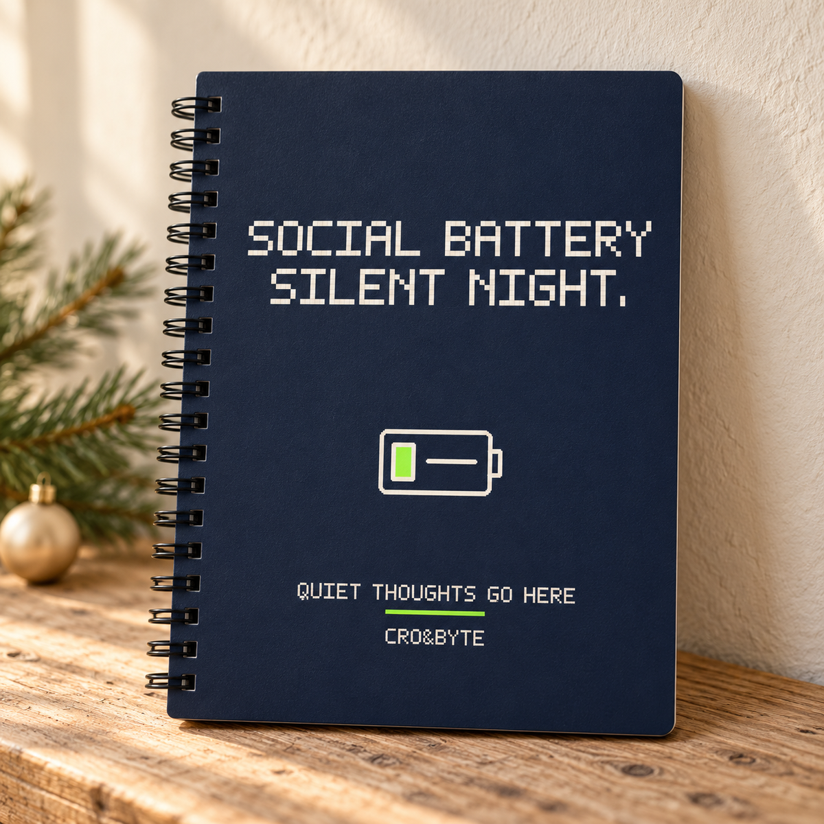 Social Battery On Silent Night — Notebook — Navy individual lifestyle product image