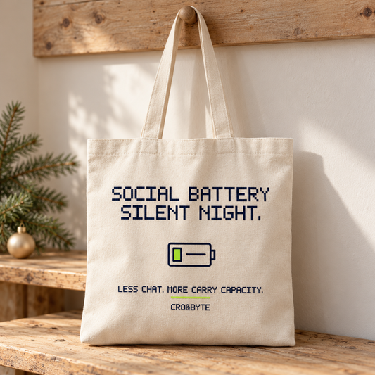Social Battery On Silent Night — Tote Bag — Cream individual lifestyle product image