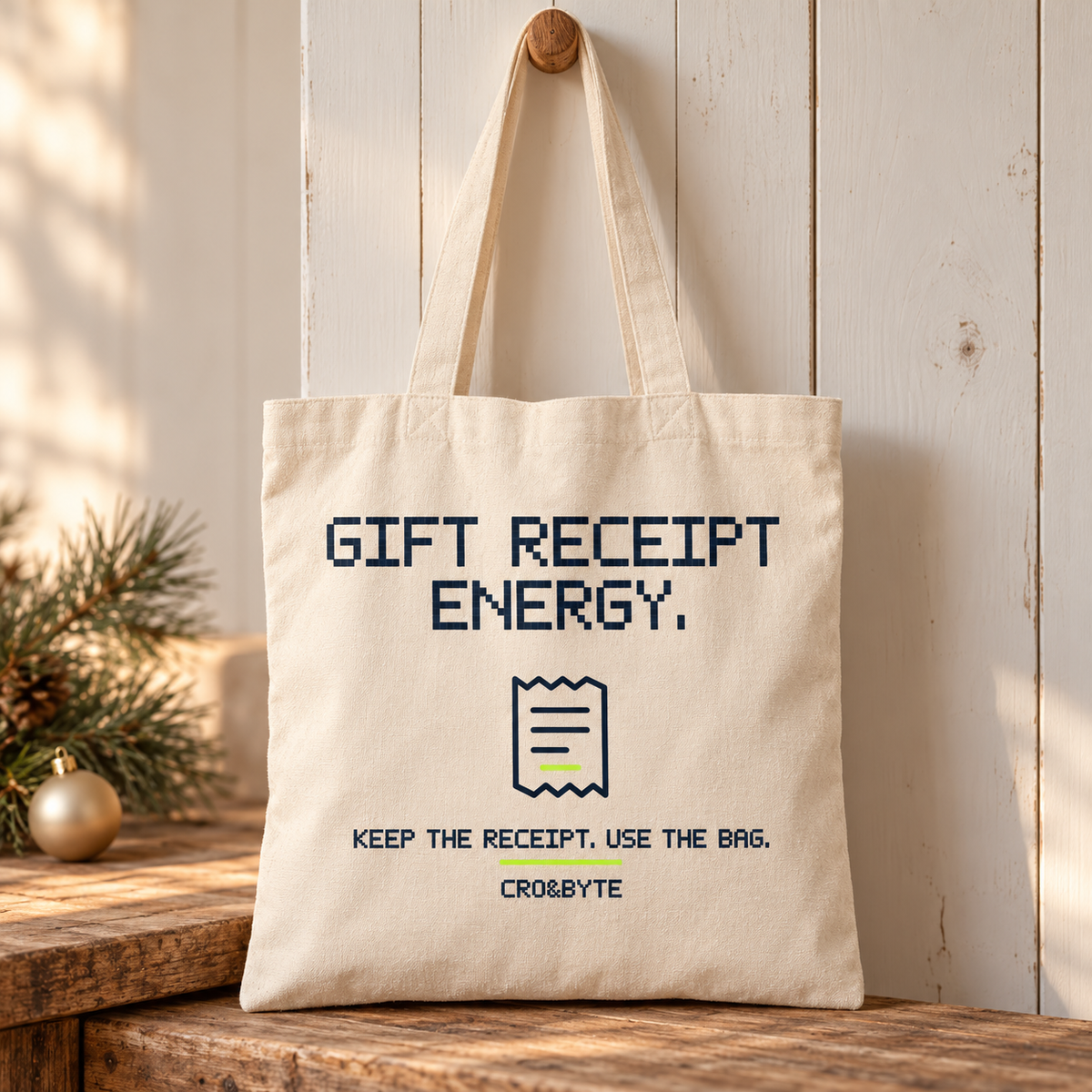 Gift Receipt Energy — Tote Bag — Cream individual lifestyle product image