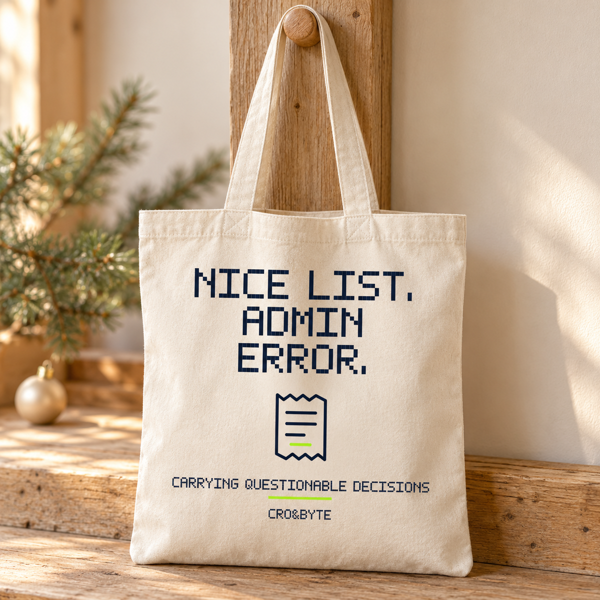 Nice List Admin Error — Tote Bag — Cream individual lifestyle product image