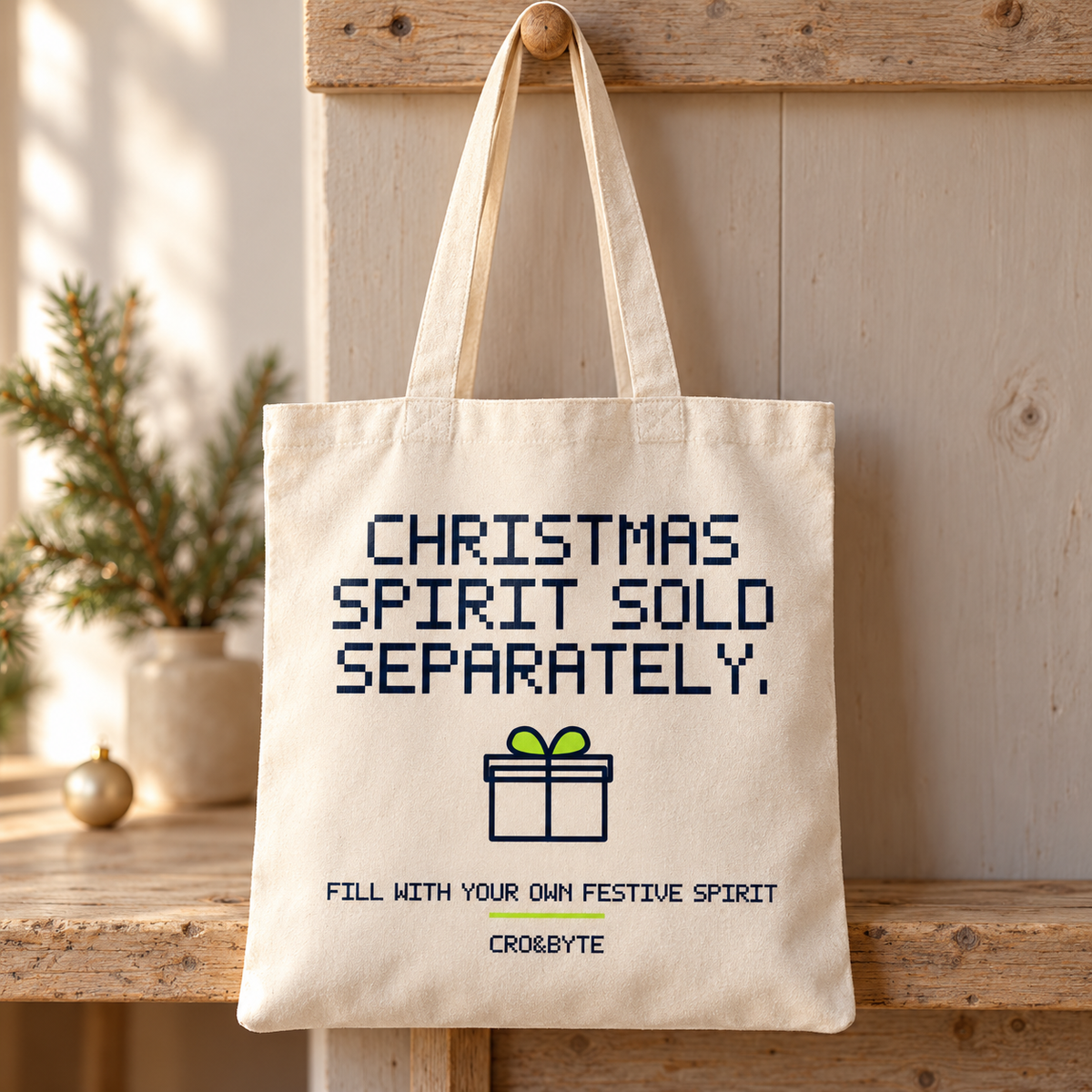 Christmas Spirit Sold Separately — Tote Bag — Cream individual lifestyle product image