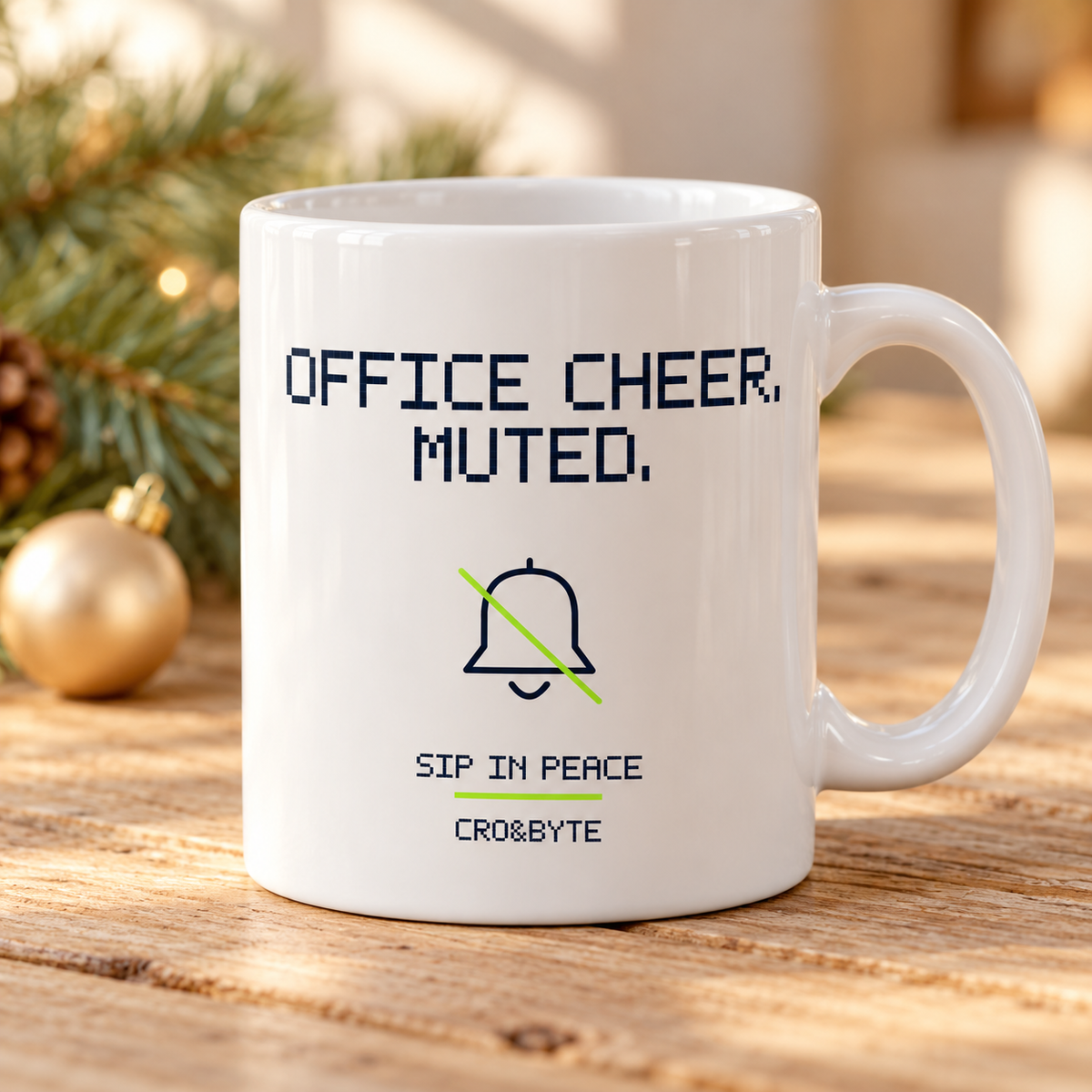Office Cheer Muted — Mug — White individual lifestyle product image