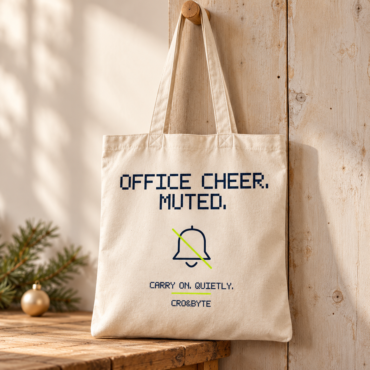 Office Cheer Muted — Tote Bag — Cream individual lifestyle product image