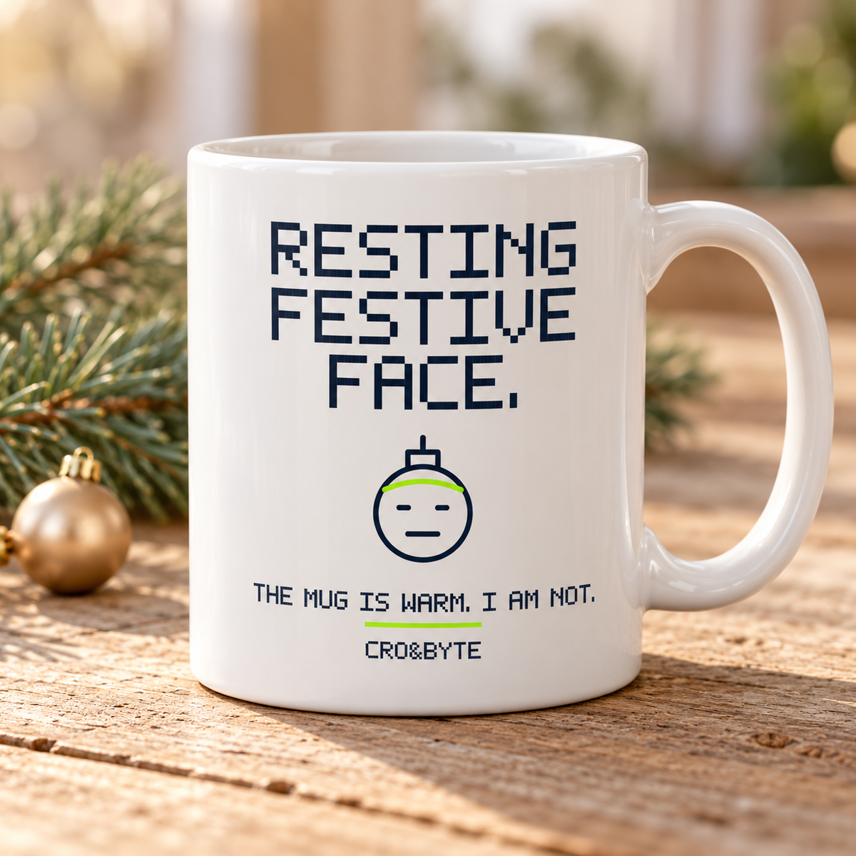 Resting Festive Face — Mug — White individual lifestyle product image