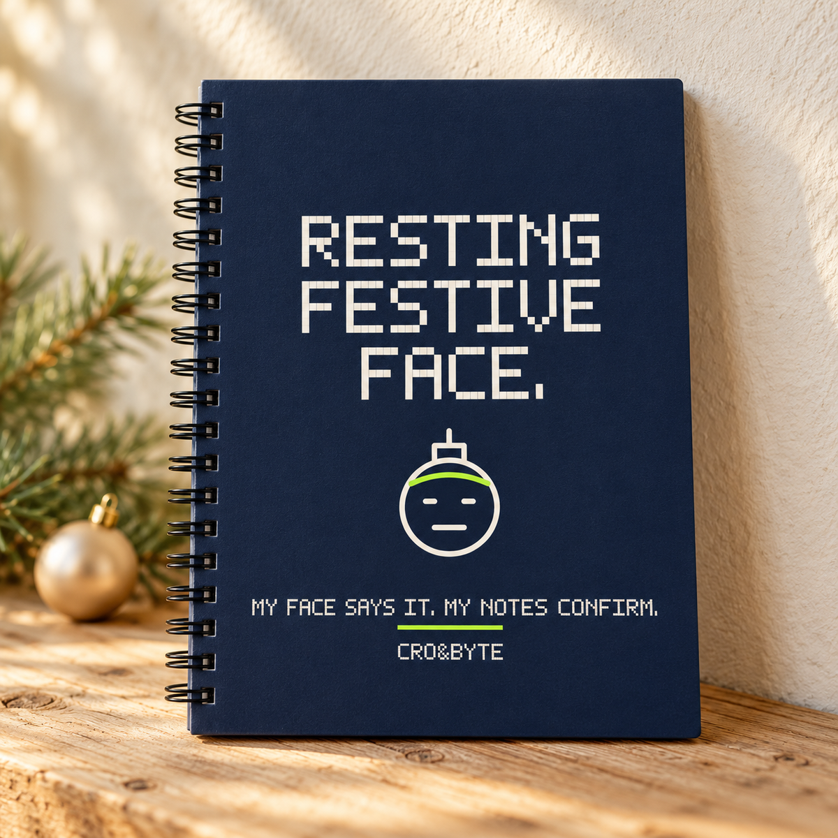 Resting Festive Face — Notebook — Navy individual lifestyle product image