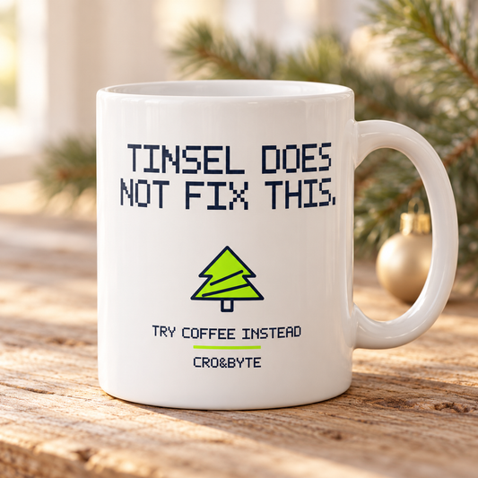 Tinsel Does Not Fix This — Mug — White individual lifestyle product image